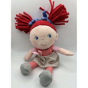 Haba Red Hair Plush 9in Doll Mirli Stuffed Toy Germany Girl Dress Bows Freckles